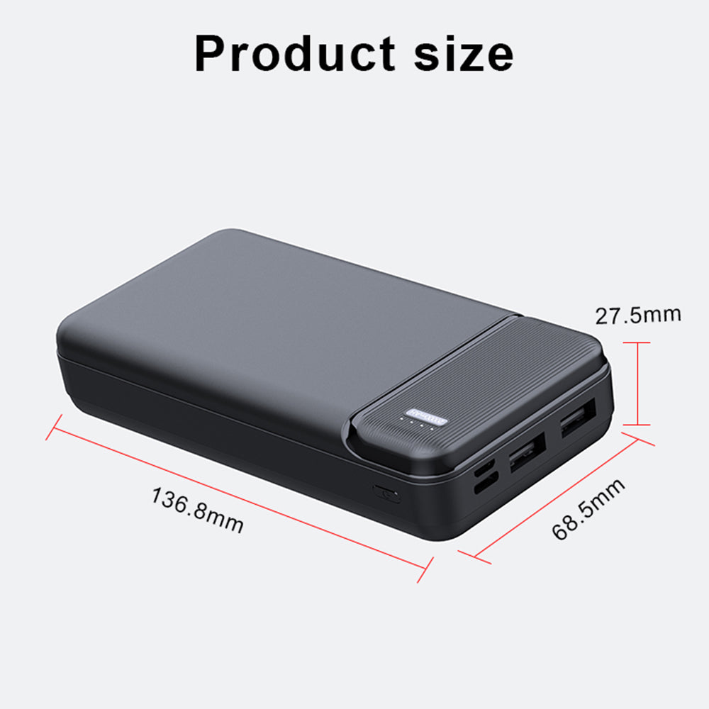 Baterie Externa 20000mAh, Techsuit cu indicator led, PB-N2, Negru