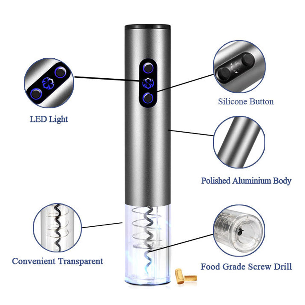Tirbuson electric pentru Sticle cu taietor sigiliu, Techsuit, C001N, Gri