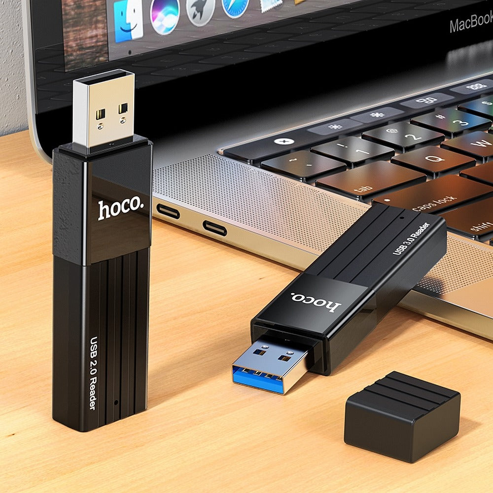 Cititor de Carduri USB, TF, SD, Hoco Mindful, HB20, Negru