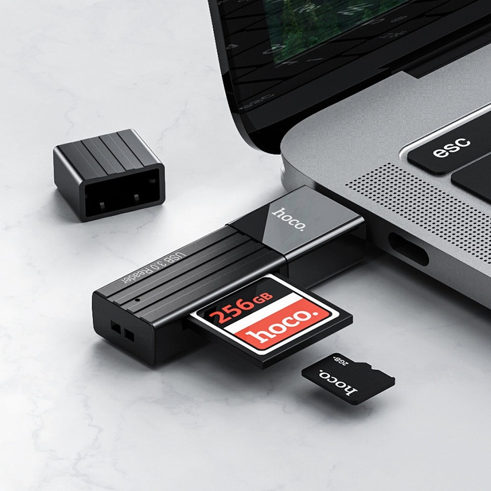 Cititor de Carduri USB, TF, SD, Hoco Mindful, HB20, Negru