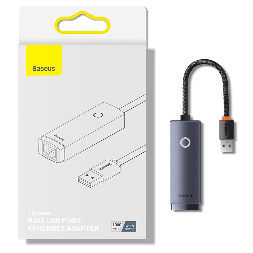 Adaptor ethernet USB 1000 Mbps, Baseus WKQX000113, Gri