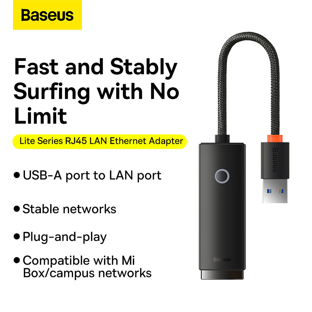 Adaptor ethernet USB 1000 Mbps, Baseus WKQX000113, Gri